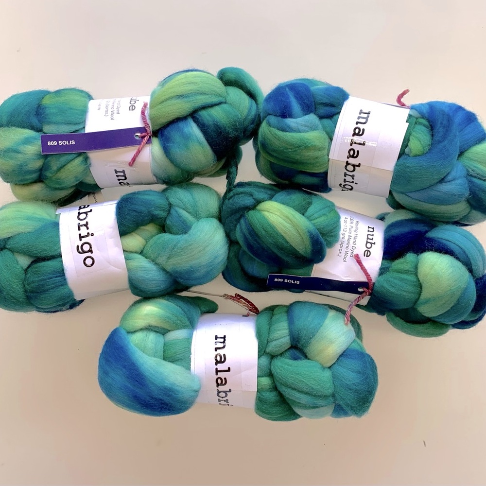 Lot of 5 Malabrigo Nube Roving Solis Pure Merino